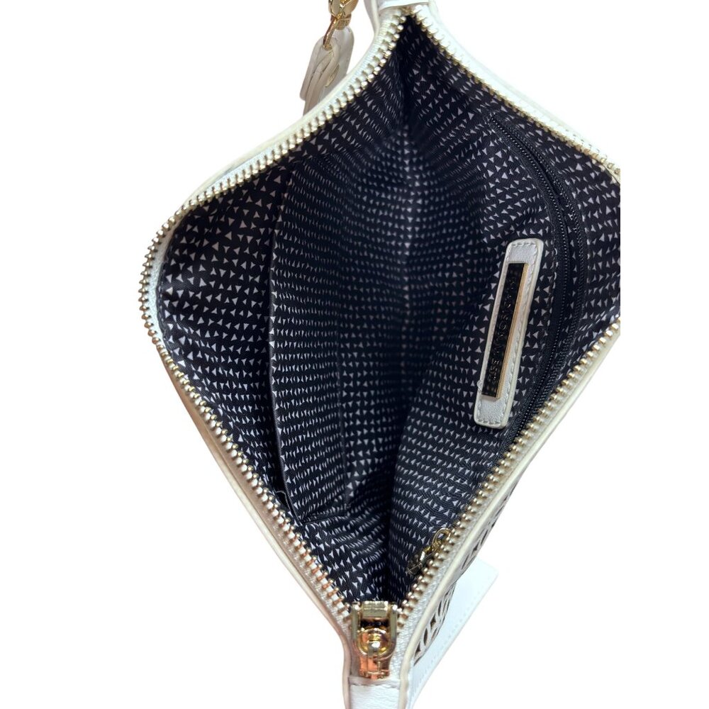Madison West White Clutch Bag With Wristlet Strap & Laser Cut Design - Picture 4 of 7